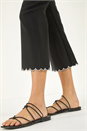 Black Cropped Stretch Flared Trouser, Image 5 of 5