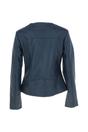 Navy 'MB' Real Leather Fashion Biker Jacket, Image 3 of 5
