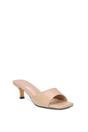 Beige 'Pearl' Square Toe Stiletto Kitten Heel Mule Sandals, Image 2 of 6