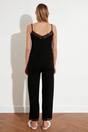 Black WOVCOR Black 2-Piece Lace Trim and Pyjama Set, Image 4 of 4