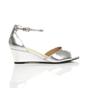 Silver Mid Wedge Heel Ankle Strap Sandals, Image 2 of 6