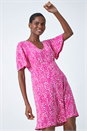 PINK Ditsy Spot Print Button Dress, Image 2 of 5