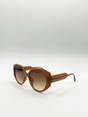 Brown Round Circle Sunglasses in Brown, Image 3 of 6