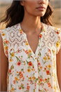 Yellow Floral Lace Sleeveless Blouse, Image 4 of 4