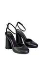 Black XY LONDON Black 'Ekin' Ankle Strap Statement Cylinder Block Heel, Image 3 of 5