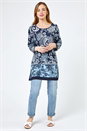 Navy  Petite Paisley Print Tunic Top, Image 3 of 4