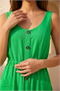 Green Buttoned Tie Waist Midi Dress, Image 4 of 4