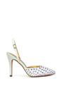 Ivory XY LONDON Ivory 'Shelly' Strappy Slingback Pointed Toe Diamante Stiletto Bridal Heels, Image 1 of 5