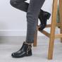 Black Low Heel Gold Zip Ankle Boots, Image 5 of 6