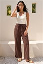 Chocolate Petite Crinkle Trouser, Image 1 of 4