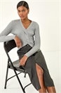 Black Coated Midi Pencil Skirt, Image 2 of 5