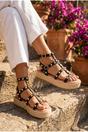 Black iKrush Black Wendy Studded Gladiator Flatform Espadrille Sandals, Image 4 of 6