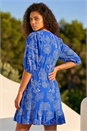 Blue Petite Palm Print Smock Dress, Image 3 of 4