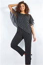Black Petite Sparkle Chiffon Overlay Jumpsuit, Image 2 of 5
