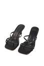 Black XY LONDON Black 'Dream' Strappy Square Toe Kitten Heel Slip on Mule Sandals, Image 2 of 5