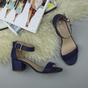 Navy Blue AJVANI Navy Blue Mid Block Heel Ankle Strap Sandals, Image 4 of 6