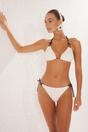 White Contrast Triangle Bikini Set with Tie Side Bottom and Halterneck, Image 1 of 4