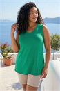 Green Curve Swing V-Neck Vest Top, Image 2 of 4