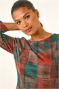 Dark Orange Patchwork Print Shift Pocket Dress, Image 4 of 5