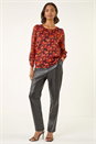 Red Blurred Satin Stripe Top, Image 3 of 5