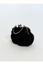 Black SVNX Black Rose Satin Clutch Bag, Image 2 of 4