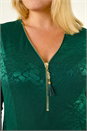 Green Curve Zip Front Floral Lace Top, Image 5 of 5
