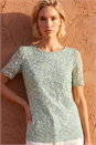 Sage Floral Stretch Lace Top, Image 1 of 4