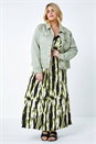 Lime Curve Contrast Print Stretch Midi Dress, Image 2 of 5