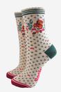 Green Squirrel Floral Wreath Bamboo Socks, Image 1 of 5