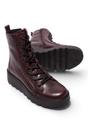 Wine Womens Leather Heel Combat Boots-TERY553, Image 5 of 5
