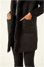 Black Longline Faux Shearling Knit Coatigan, Image 5 of 5