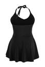 Black Halterneck Wrap Detail Flared Swim Dress, Image 2 of 3
