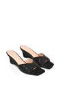 Black XY LONDON Black 'Georgia' Wedge Heel Diamante Square Peep Toe Heeled Mule Sandals, Image 5 of 6