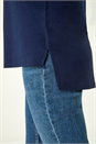 Navy  V-Neck Tunic Stretch Top, Image 5 of 5
