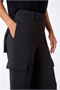 Black Smart Wide Leg Cargo Stretch Trouser, Image 5 of 5