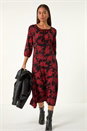Red Petite Floral Stretch Midi Dress, Image 1 of 5