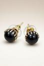 Black Black Small Unisex Round Ball Studs - Minimalist Everyday Dot Earrings, Image 1 of 4