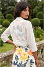 Ivory  3/4 Sleeve Ruched Hem Chiffon Bolero, Image 3 of 4