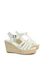 White 'Remi' Wedge Heel Platform Espadrille Square Toe Sandals, Image 4 of 5