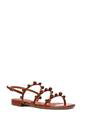 Brown XY LONDON Brown 'Pamela' Flat Strappy Sandals with Beaded Detail, Image 2 of 5