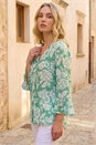 Sage Floral Print Flare Sleeve Blouse , Image 2 of 4
