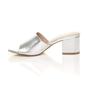 Silver AJVANI Silver Mid Block Heel Peep Toe Mules Sandals, Image 3 of 6