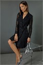 Black Sequin Lace Blazer Dress, Image 1 of 7