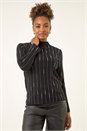 Black Lined Sparkly Knit Jumper, Image 4 of 5