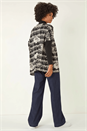 Black Plaid Rose Detail Knit Jumper, Image 1 of 5