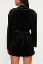 Black WOVCOR Black Soft Feeling Velvet Knit Dressing Gown, Image 3 of 3
