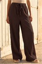 Brown Dusk Textured Elastic Waist Trousers, Image 2 of 4