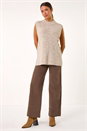 Chocolate Cotton Blend Wide Leg Stretch Jeans, Image 2 of 7