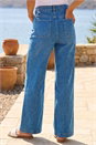 Light Denim Cotton Blend Wide Leg Stretch Jeans, Image 3 of 4
