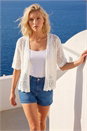 White Petite Pointelle Open Cardigan, Image 1 of 4